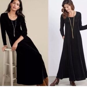 Soft Surroundings Black Maxi Dress Long Sleeve Twist